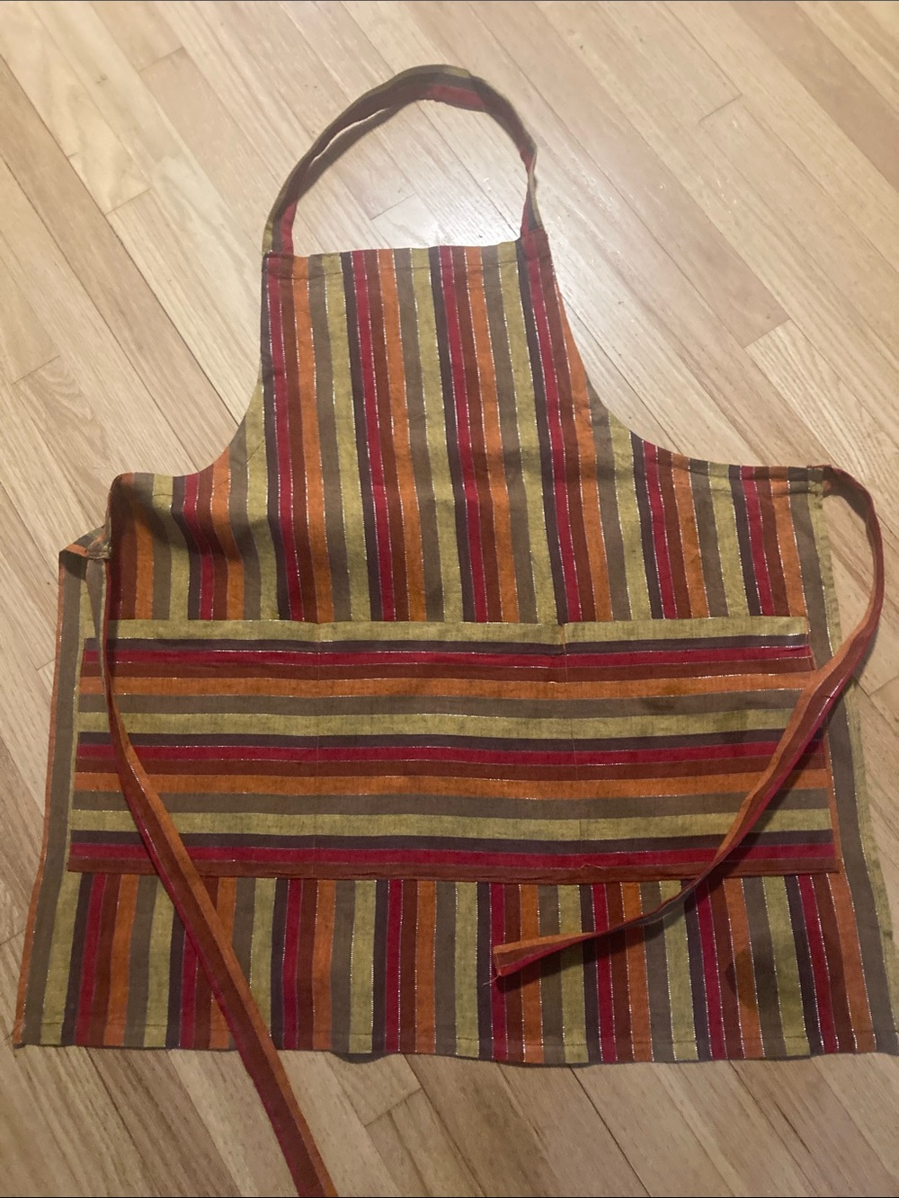 Striped Multicolor Kitchen Apron with Front Pockets